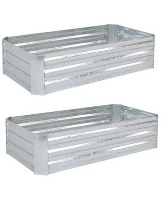 Sunnydaze Decor 48 in Galvanized Steel Rectangle Raised Bed - Silver - Set of 2