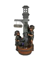 Sunnydaze Decor Children Playing at Faucet Water Fountain with Led Lights - 40 in