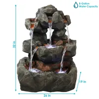 Sunnydaze Decor Layered Rock Waterfall Fountain with Led Lights - 32 in