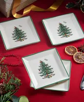 Spode Christmas Tree Tidbit Plates, Set of 4