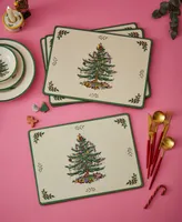 Spode Table Linens, Set of 4 Christmas Tree Placemats Cork Back