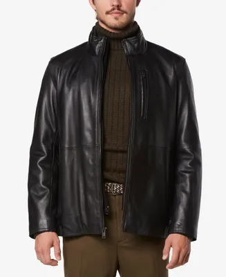Marc New York Men's Wollman Smooth Leather Racer Jacket with Removable Interior Bib