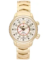 Abingdon Co. Women's Elise Swiss Tri-Time 28k Gold Ion-Plated Stainless Steel Bracelet Watch 33mm