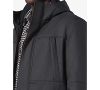 Marc New York Men's Tompkins Micro-Houndstooth Fleece-Lined Soft Shell Hooded Parka