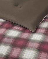 Eddie Bauer Navigation Plaid Red Reversible Comforter Set, King