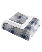 Eddie Bauer Nordic Plaid Ultra Soft Plush Fleece Reversible Oversized Throw, 70" X 50"