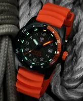 Luminox Men's Swiss Bear Grylls Survival Sea Series Never Give Up Dive Orange Rubber Strap Watch 42mm