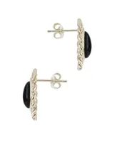 Sterling Forever Onyx Stone Ainsley Stud Earrings - Silver