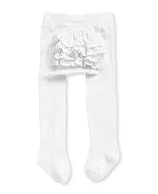 Infant Girl's Rhumba Cotton Blend Tights With Ruffles