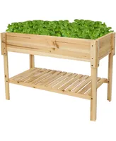 Sunnydaze Decor Wooden Raised Garden Bed Planter Box with Shelf - 42 in