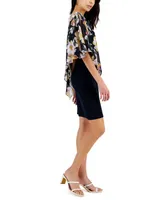 Connected Women's Asymmetrical Cape-Overlay Sheath Dress