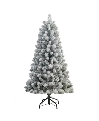 Puleo Flocked Virginia Pine Artificial Christmas Tree with Stand