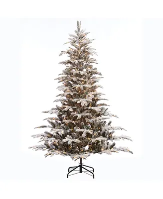 Puleo Pre-Lit Flocked Fir Artificial Christmas Tree with 500 Lights, 6.5'