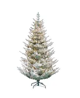 Puleo Pre-Lit Flocked Hillside Spruce Artificial Christmas Tree with 450 Lights, 7.5'