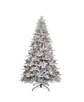 Puleo Pre-Lit Flocked Vermont Pine Artificial Christmas Tree with 450 Lights, 7.5'