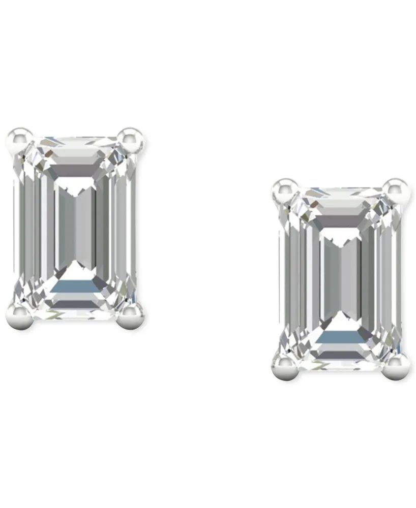 Diamond Emerald-Cut Stud Earrings (1/2 ct. t.w.) in 14k White Gold