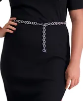 Calvin Klein Women's Silver-Tone Chain Belt with Hanging Logo Charm
