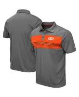 Men's Colosseum Heathered Charcoal Oklahoma State Cowboys Wordmark Smithers Polo Shirt