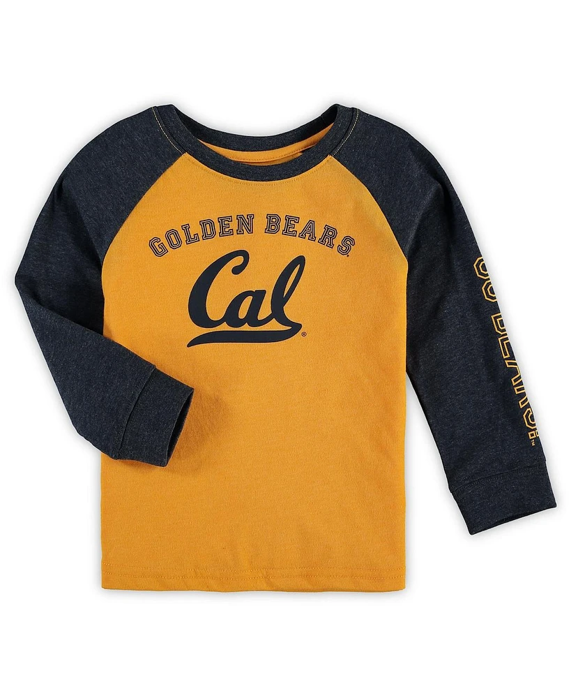 Toddler Boys and Girls Colosseum Heathered Gold Cal Bears Long Sleeve Raglan T-shirt