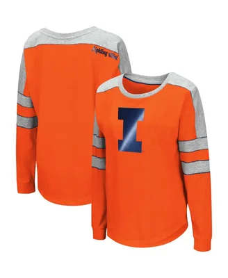 Women's Colosseum Orange Illinois Fighting Illini Trey Dolman Long Sleeve T-shirt