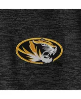 Men's Colosseum Heathered Black Missouri Tigers Down Swing Raglan Polo Shirt