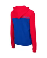 Women's Colosseum Red and Royal Kansas Jayhawks Aidan Half-Zip Hoodie