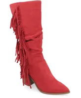 Journee Collection Women's Hartly Western Fringe Boots