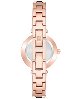 Anne Klein Women's Rose Gold-Tone Alloy Bangle with Silver Glitter Watch, 38mm