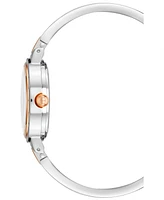 Anne Klein Women's Two-Tone Alloy Open Bangle with Genuine Diamond Accent At 12 O'Clock Watch, 29.5mm - Silver-tone, Rose Gold