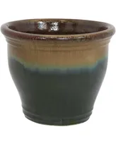 Sunnydaze Decor 15 in Studio High-Fired Glaze Ceramic Planter - Forest Lake Green