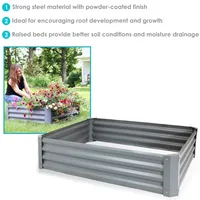 Sunnydaze Decor 47-Inch Rectangle Steel Raised Garden Bed Kit - Metal Planter for Plants, Flowers, Herbs and Vegetables - Gray