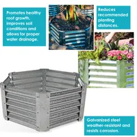 Sunnydaze Decor Corrugated Steel Hexagon Raised Garden Bed - Gray - 40 in