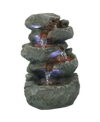 Sunnydaze Decor Stacked Rocks Polyresin Indoor Water Fountain with Led - 10.5 in