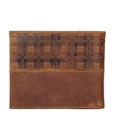 Lucky Brand Men's Plaid Embossed Leather Bifold Wallet