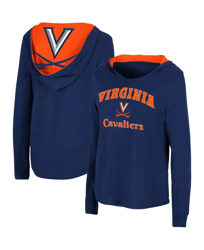 Women's Colosseum Navy Virginia Cavaliers Catalina Hoodie Long Sleeve T-shirt