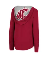 Women's Colosseum Crimson Washington State Cougars Catalina Hoodie Long Sleeve T-Shirt