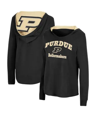 Women's Colosseum Black Purdue Boilermakers Catalina Hoodie Long Sleeve T-Shirt