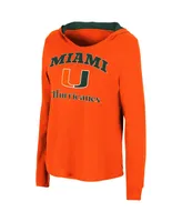 Women's Colosseum Orange Miami Hurricanes Catalina Hoodie Long Sleeve T-Shirt