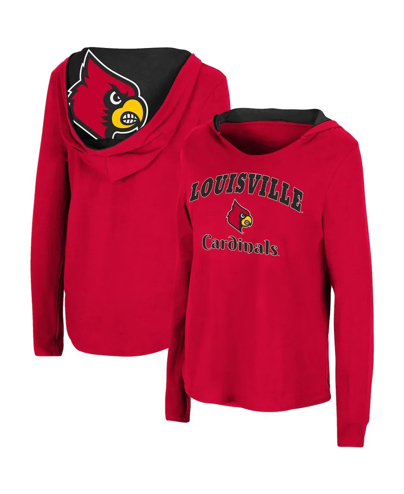 Women's Colosseum Red Louisville Cardinals Catalina Hoodie Long Sleeve T-Shirt