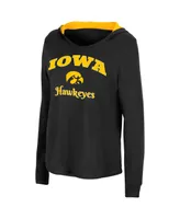 Women's Colosseum Black Iowa Hawkeyes Catalina Hoodie Long Sleeve T-Shirt