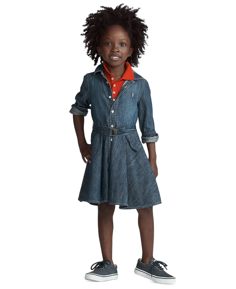 Toddler and Little Girls Belted Cotton Chino Shirtdress