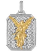 Esquire Men's Jewelry Cubic Zirconia Angel Amulet Pendant in Sterling Silver and 14k Gold-Plated Silver, Created for Macy's