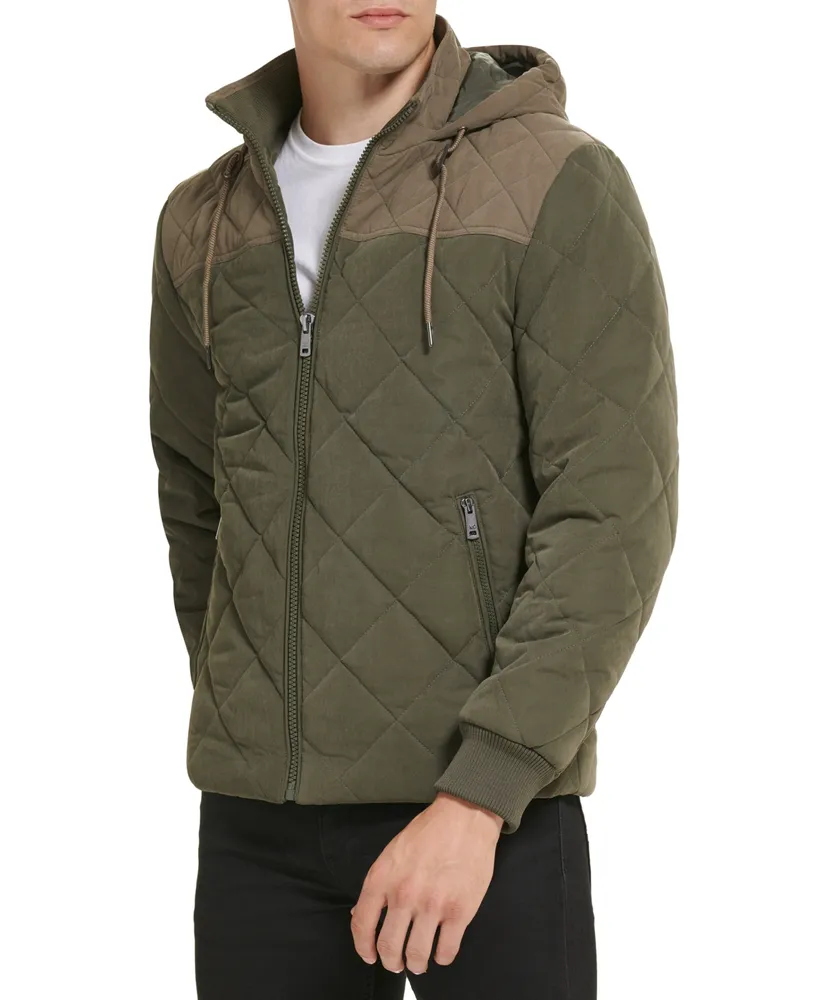 Kenneth Cole Men's Colorblock Hooded Quilted Jacket