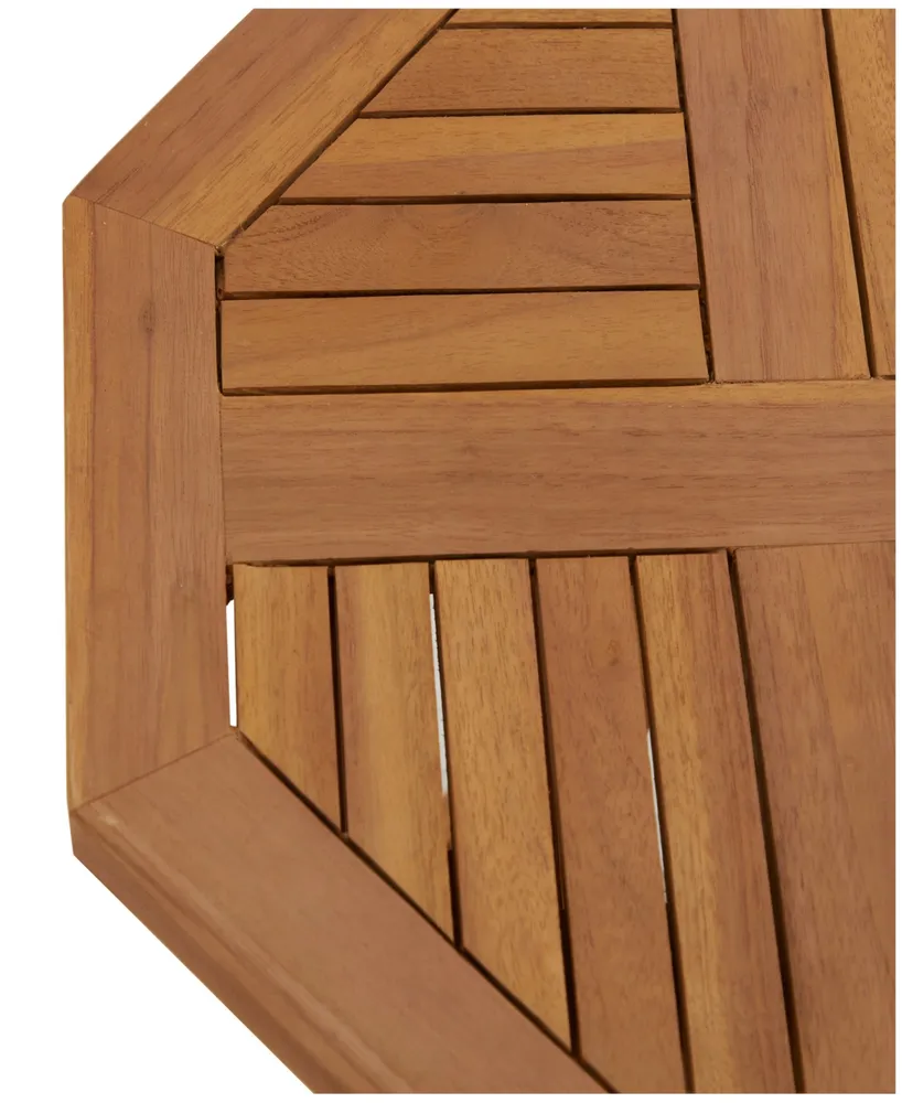 Rosemary Lane Teak Wood Slatted Outdoor Accent Table, 18" x 18" x 20"