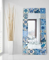 Empire Art Direct 'Tiles' Rectangular On Free Floating Printed Tempered Art Glass Beveled Mirror, 72" x 36"