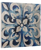 Empire Art Direct 'Cobalt Tile Ii' Fine Giclee Printed Directly On Hand Finished Ash Wood Wall Art, 24" x 24"