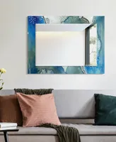 Empire Art Direct 'Subtle Blues' Rectangular On Free Floating Printed Tempered Art Glass Beveled Mirror, 40" x 30"