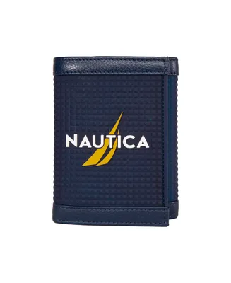 Nautica Men's Logo Rubber Leather Trifold Wallet