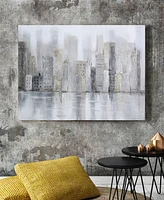 Empire Art Direct Foggy City Textured Metallic Hand Painted Canvas Wall Art, 30" x 40"