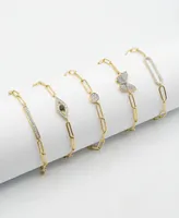 Diamond Bar Paperclip Link Bracelet (1/6 ct. t.w.) in 14k Gold-Plated Sterling Silver, Created for Macy's